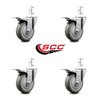 Service Caster 4 Inch Gray Poly Wheel Swivel 3/4 Inch Square Stem Caster Set Total Lock Brake SCC-SQTTL20S414-PPUB-GRY-34-4